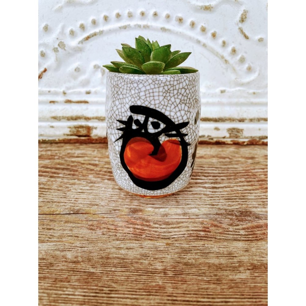Vintage Japanese Raku Crackle Glaze Cup